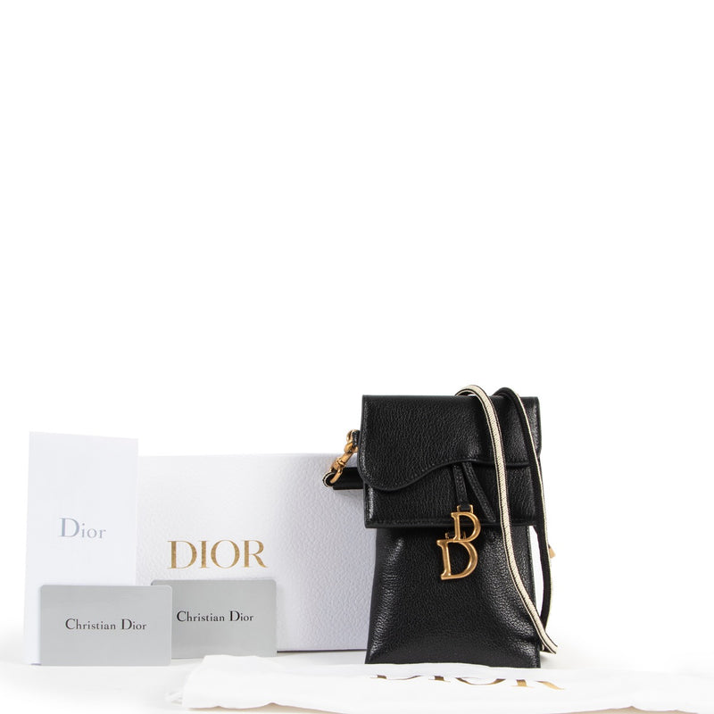 shop safe online Dior Saddle Shiny Black Multifunction Pouch