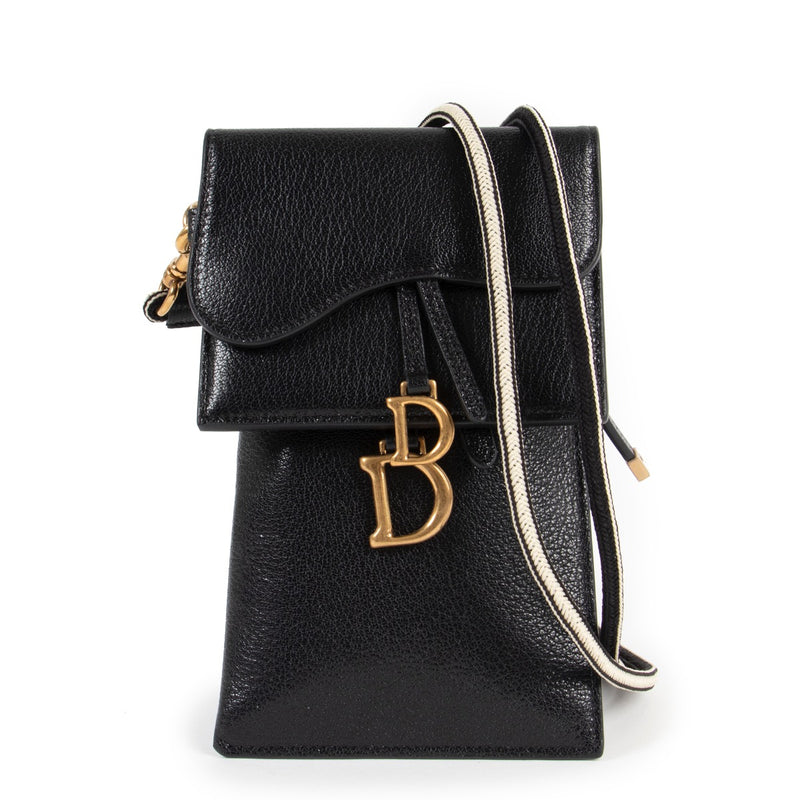 Dior Saddle Shiny Black Multifunction Pouch