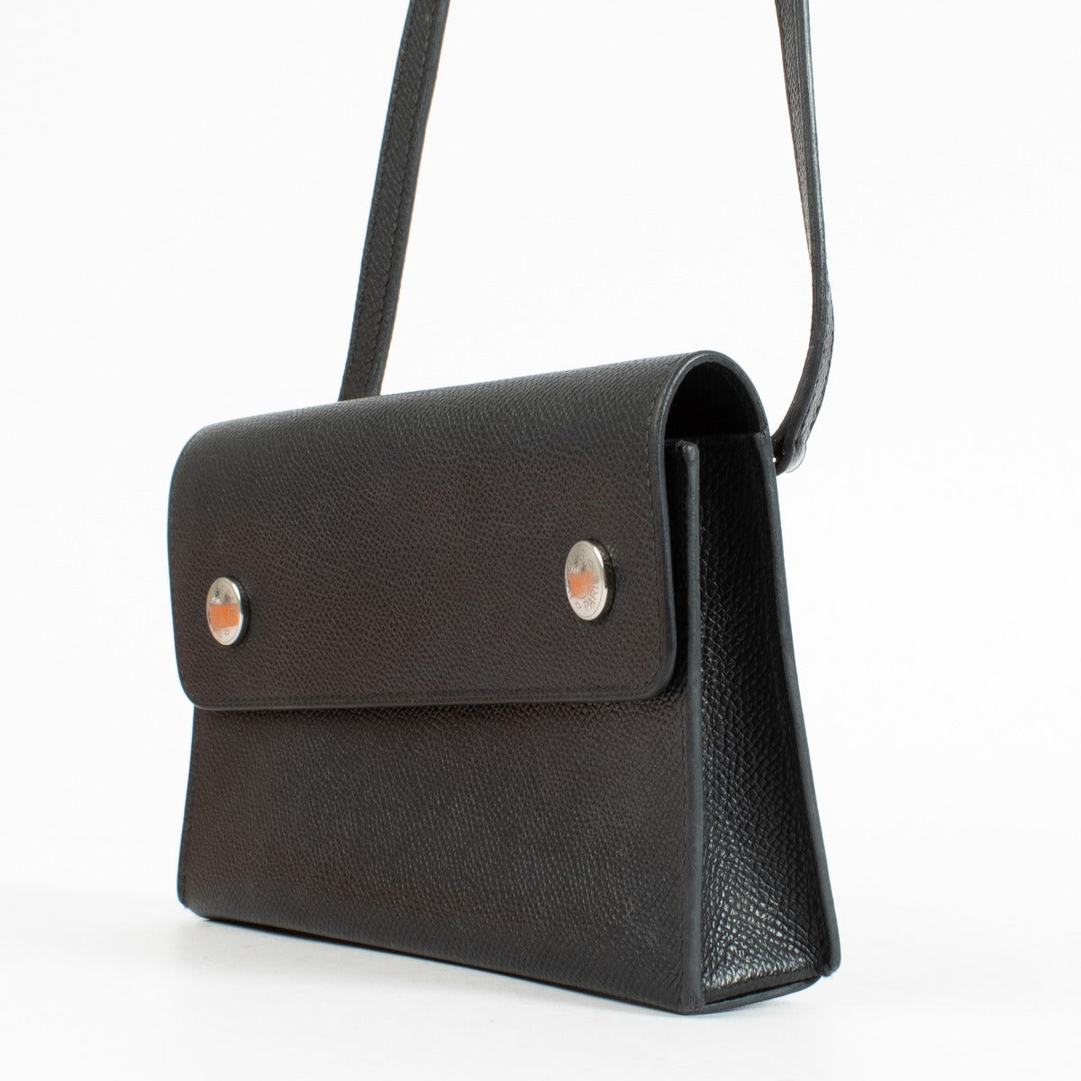 Portefeuille Hermès Hermèsnap Cuir Epsom Noir Bijouterie Palladium