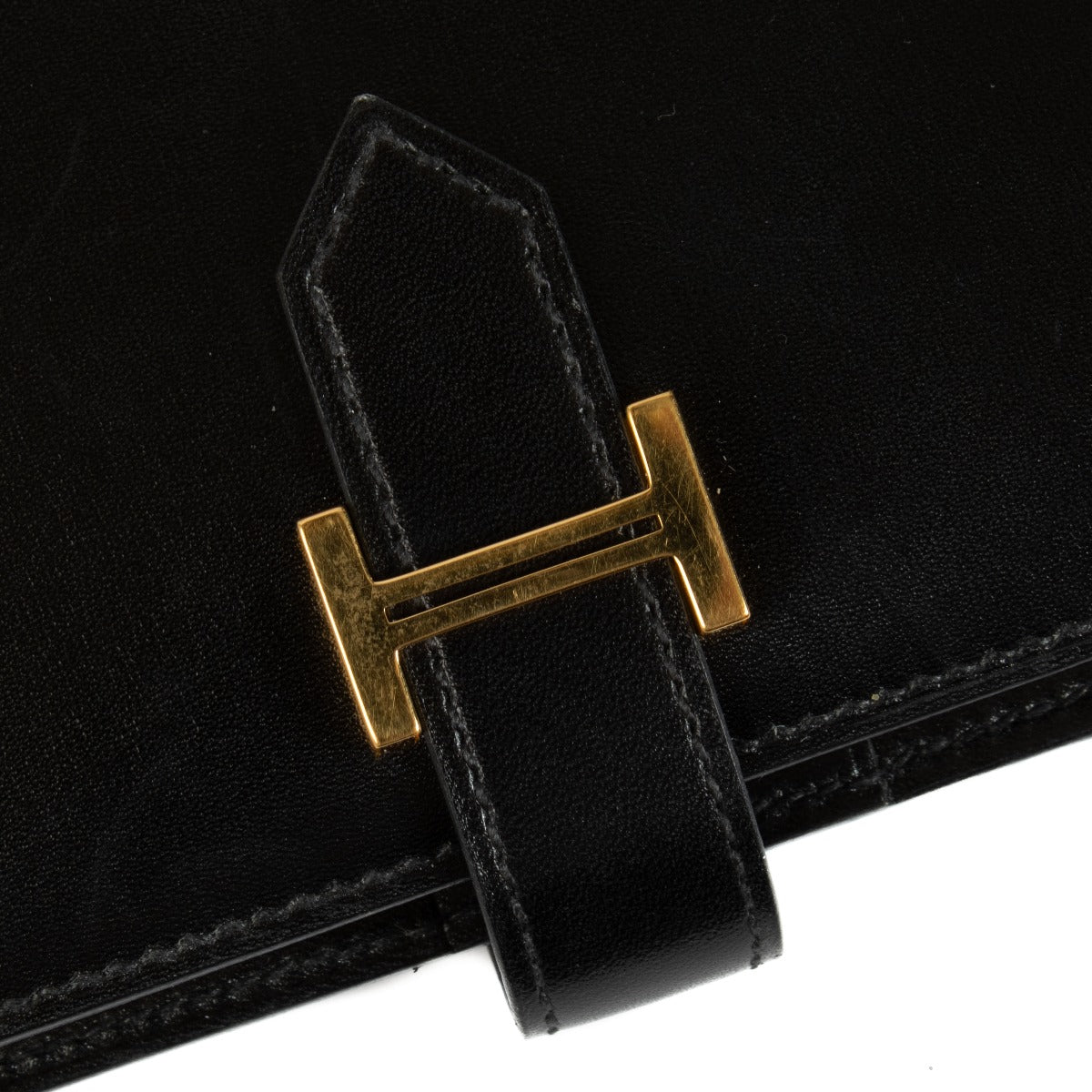 Buy authentic second hand Hermès Black Epsom Bearn Compact Wallet at Labellov.com