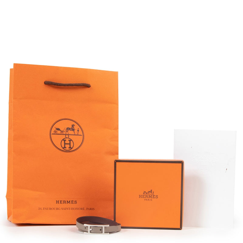 Hermes double T swift calfskin leather in grey