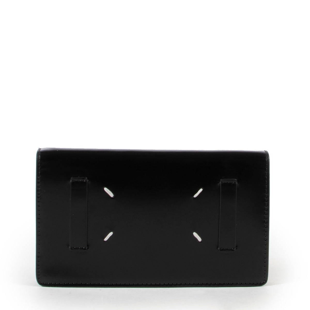 Black elegant white cords leather wallet