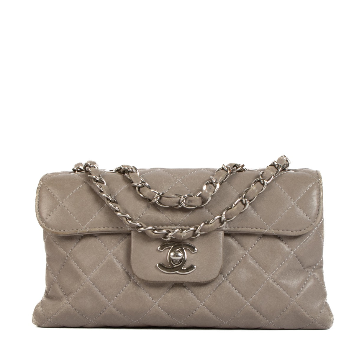 Shop 100% authentic second-hand Chanel Grey Lambskin Flap Bag on Labellov.com