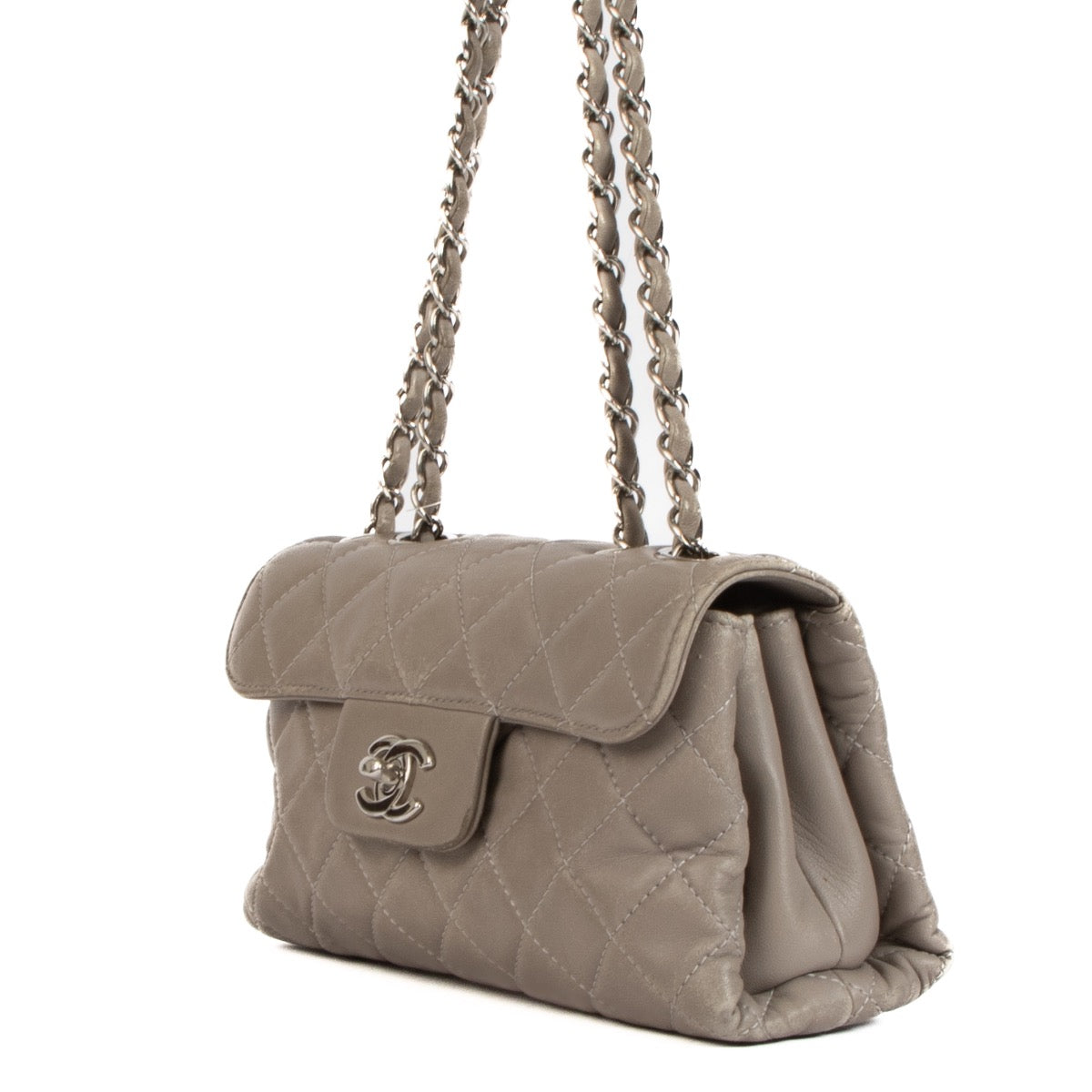 Shop 100% authentic second-hand Chanel Grey Lambskin Flap Bag on Labellov.com