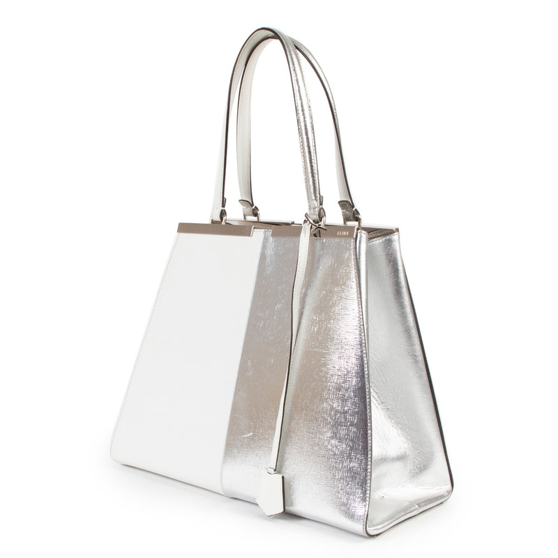 Shop safe online 100% authentic second hand Fendi White Silver 3Jours Shoulder Bag at the right price at Labellov.com.