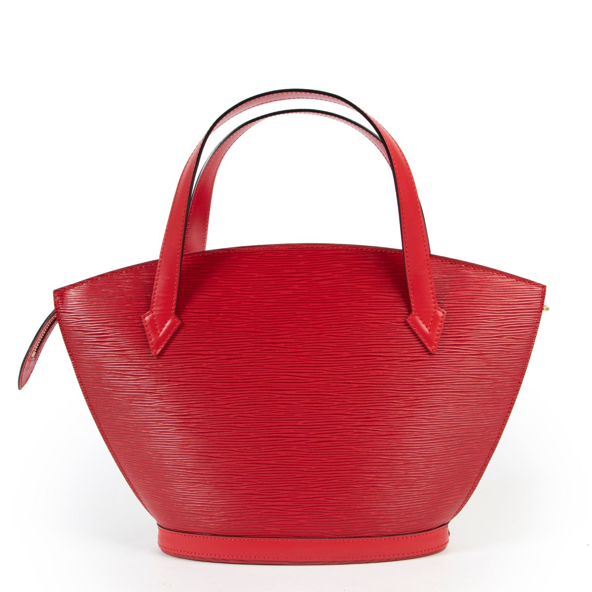 Shop safe online 100% authentic second hand Louis Vuitton Red Epi Leather Saint Jacques Top Handle Bag in very good condition at the right price at Labellov in Antwerp.