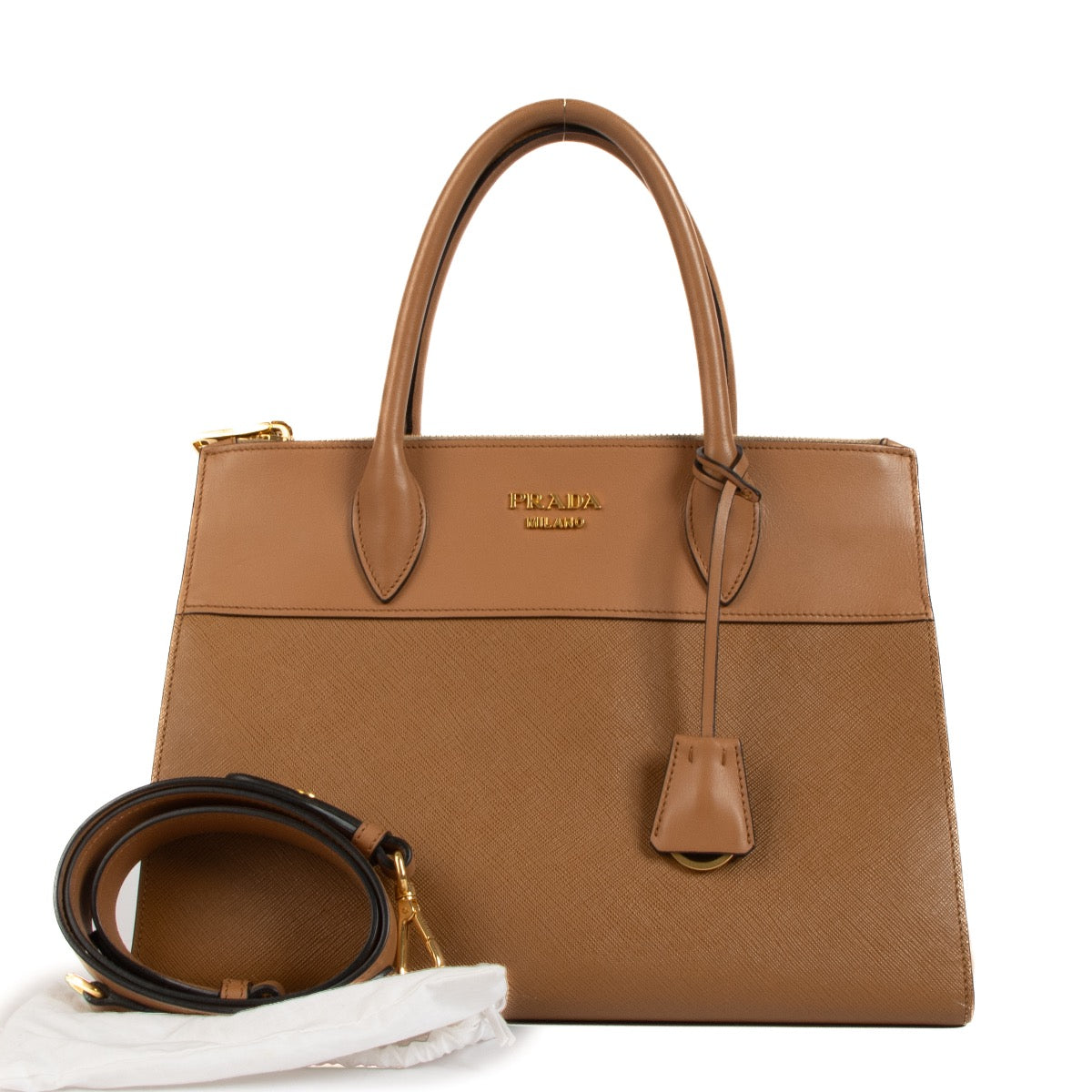 Shop 100% authentic second-hand Prada Caramel Saffiano/City Calf Paradigme Tote Bag on Labellov.com