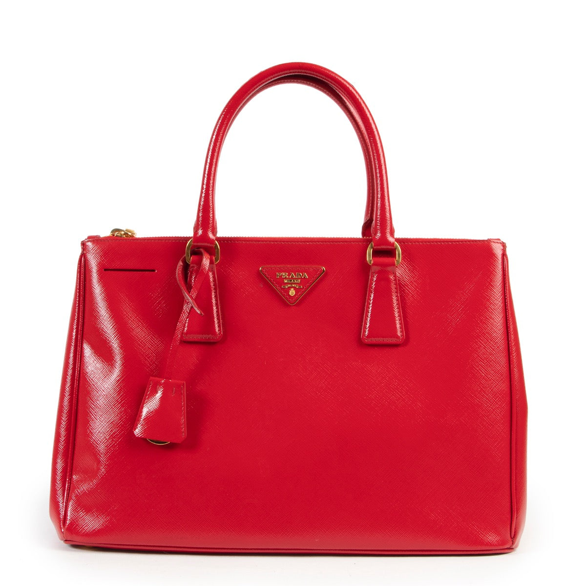 Prada Red Saffiano Patent Leather Galleria Shoulder Bag – Labellov