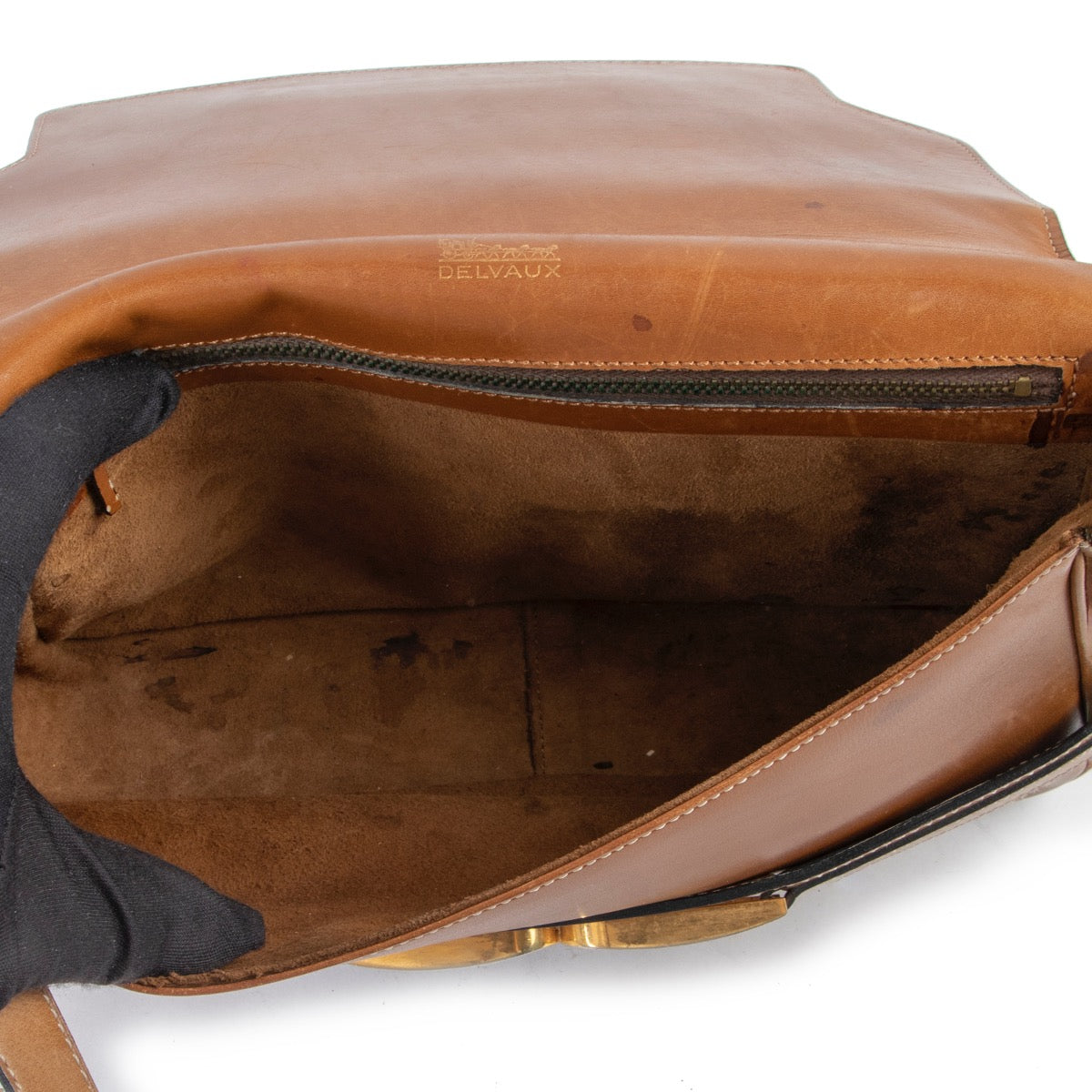 Original Delvaux Cognac Leather Crossbody in good condition on Labellov Luxury vintage site for 2nd hand designer bags
