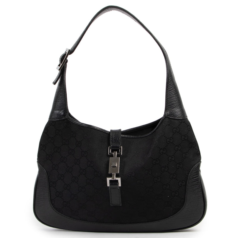 Original Gucci Black Monogram Shoulder bag in good condition on Labellov Luxury Antwerp