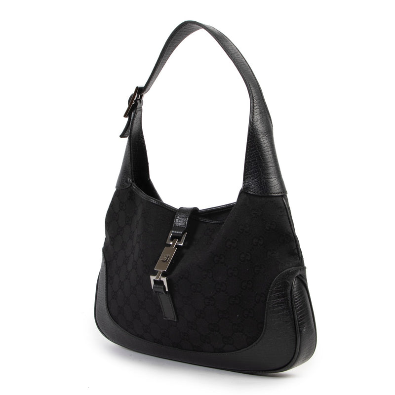 Original Gucci Black Monogram Shoulder bag in good condition on Labellov Luxury Antwerp