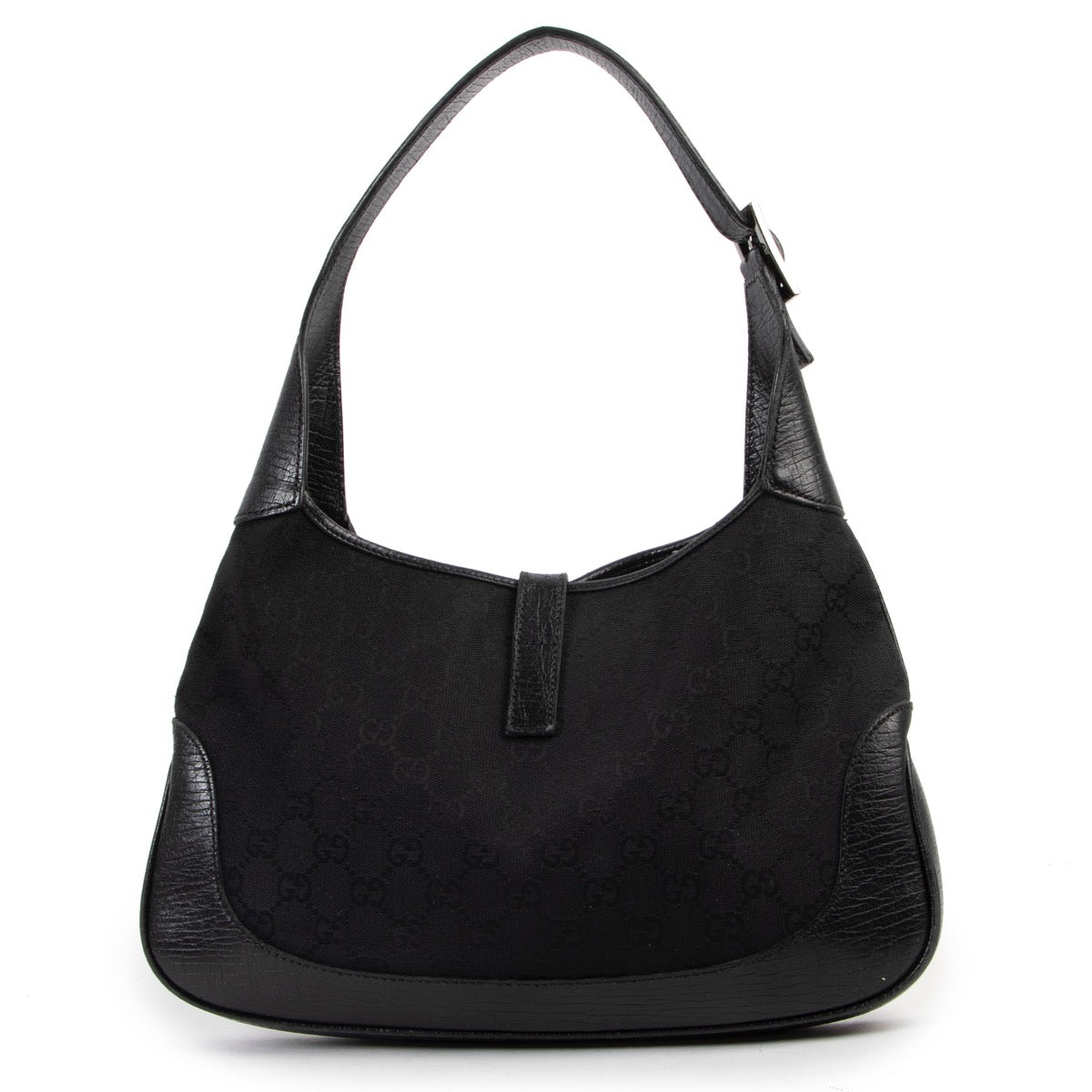 Original Gucci Black Monogram Shoulder bag in good condition on Labellov Luxury Antwerp