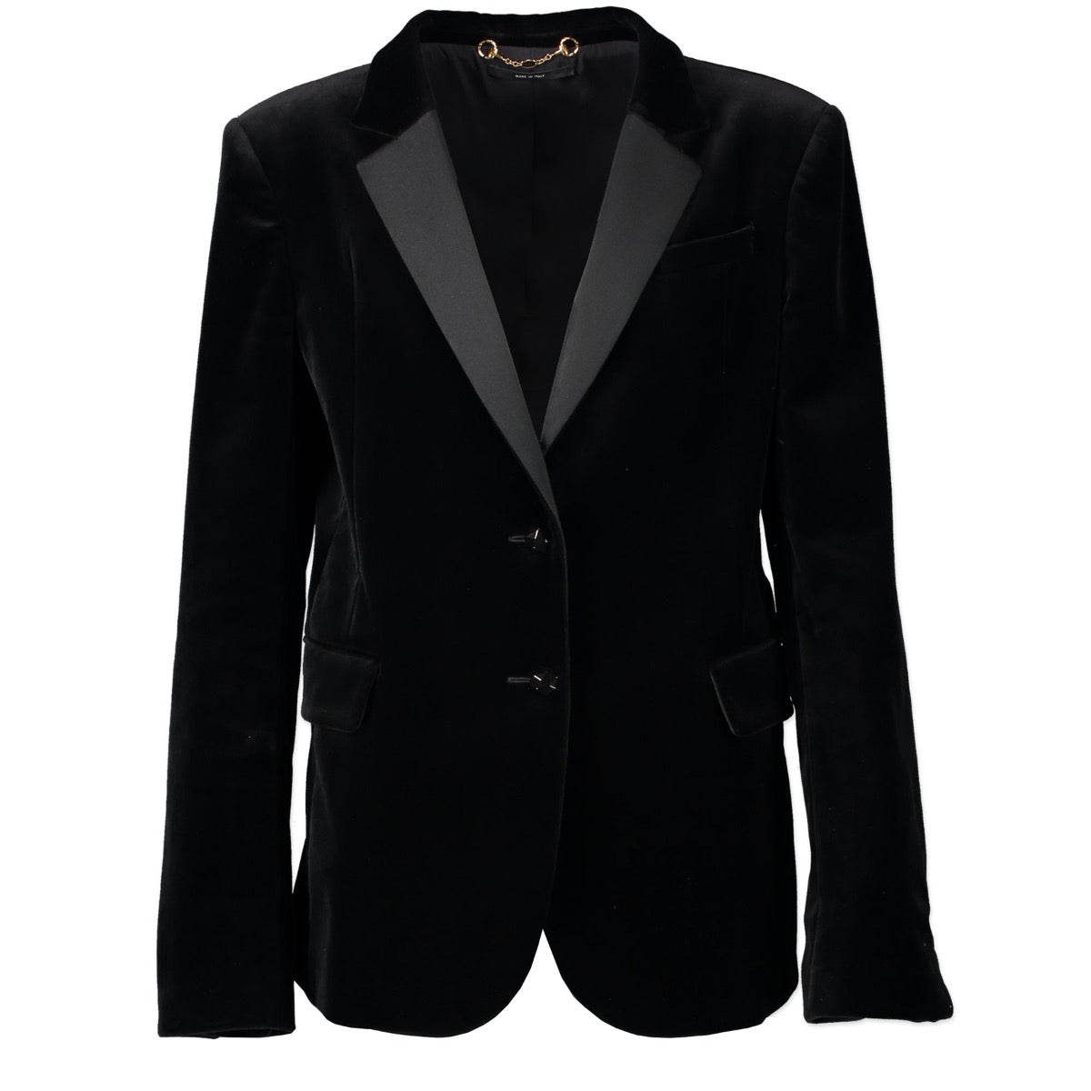 Shop safe online 100% authentic second hand Gucci Black Velvet Jacket in size 44 at the right price at Labellov in Antwerp in very good, excellent condition.