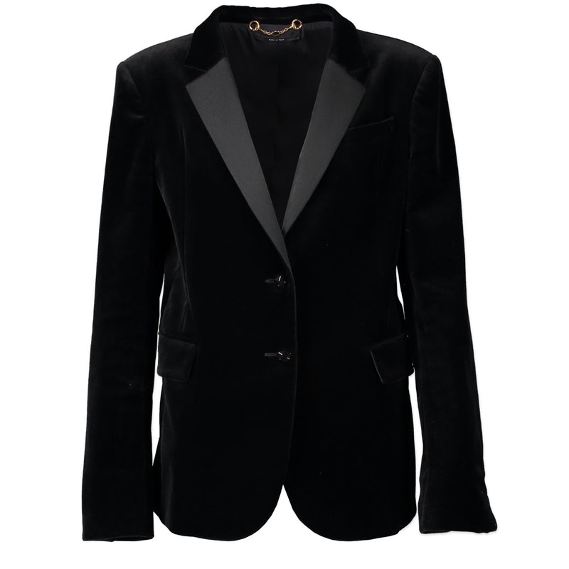 Shop safe online 100% authentic second hand Gucci Black Velvet Jacket in size 44 at the right price at Labellov in Antwerp in very good, excellent condition.
