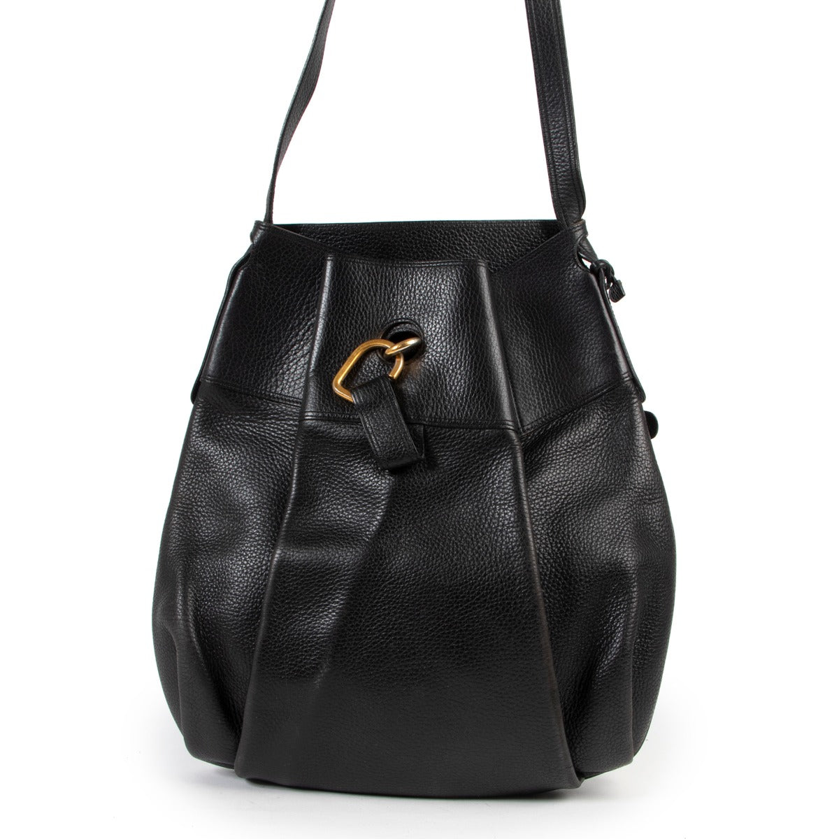 Delvaux black leather shoulder bag in preloved condition