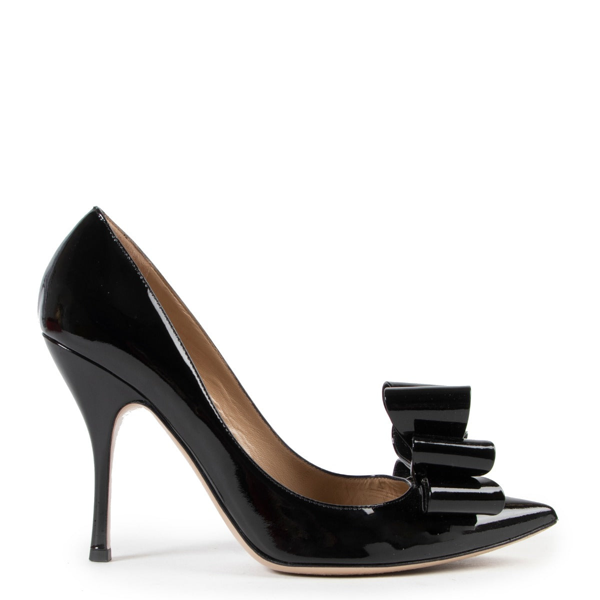 Valentino Triple Bow Vernice Nero Pumps