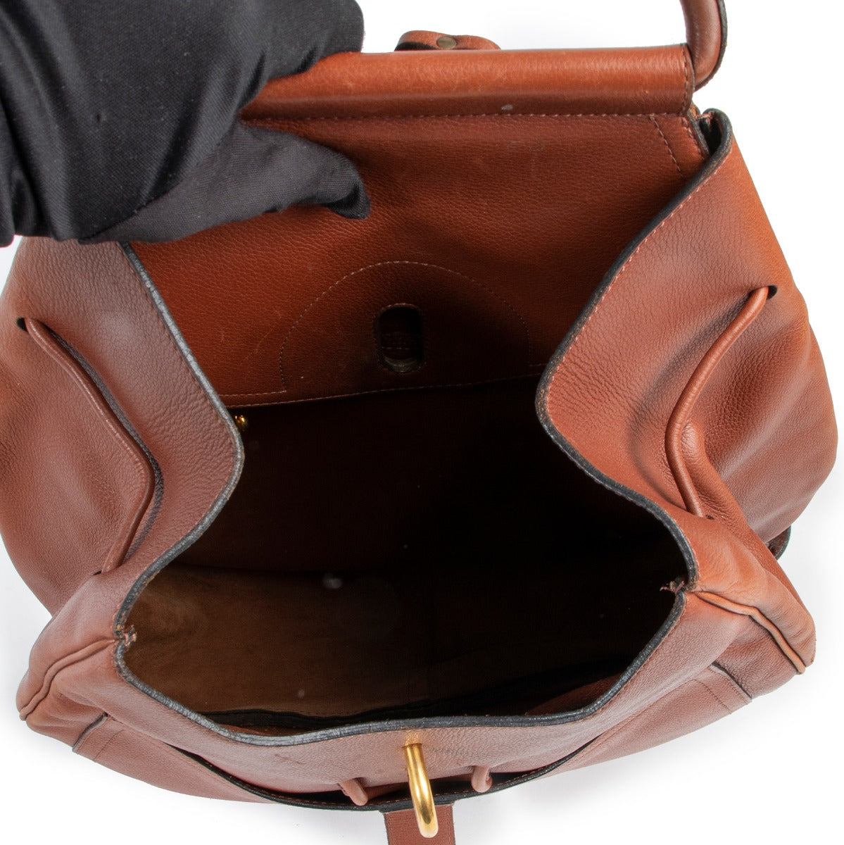 Backpack in Cognac Leather online safe site for 2nd hand luxury
