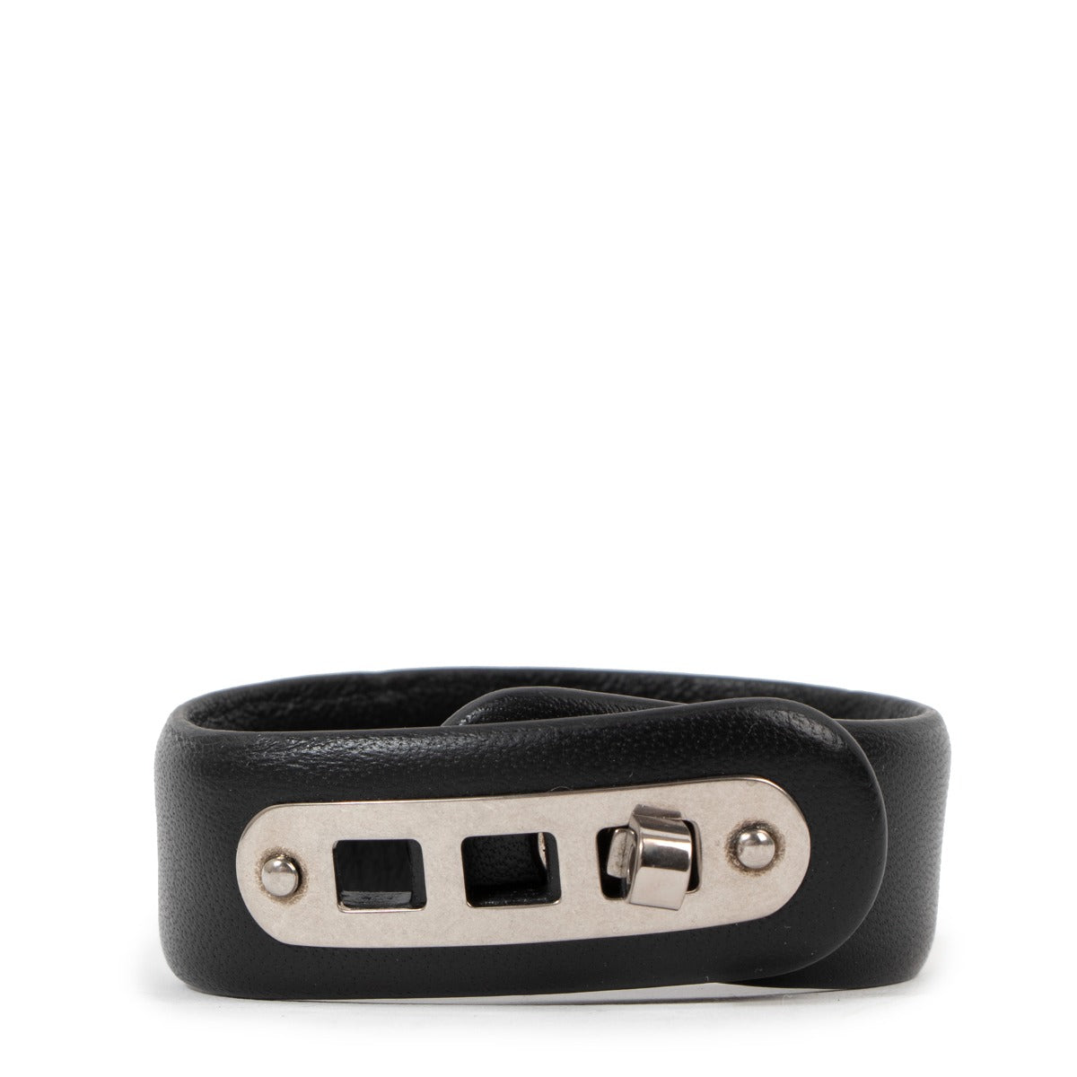 Bracelet Celine en cuir noir avec fermoir tourniquet - Taille S