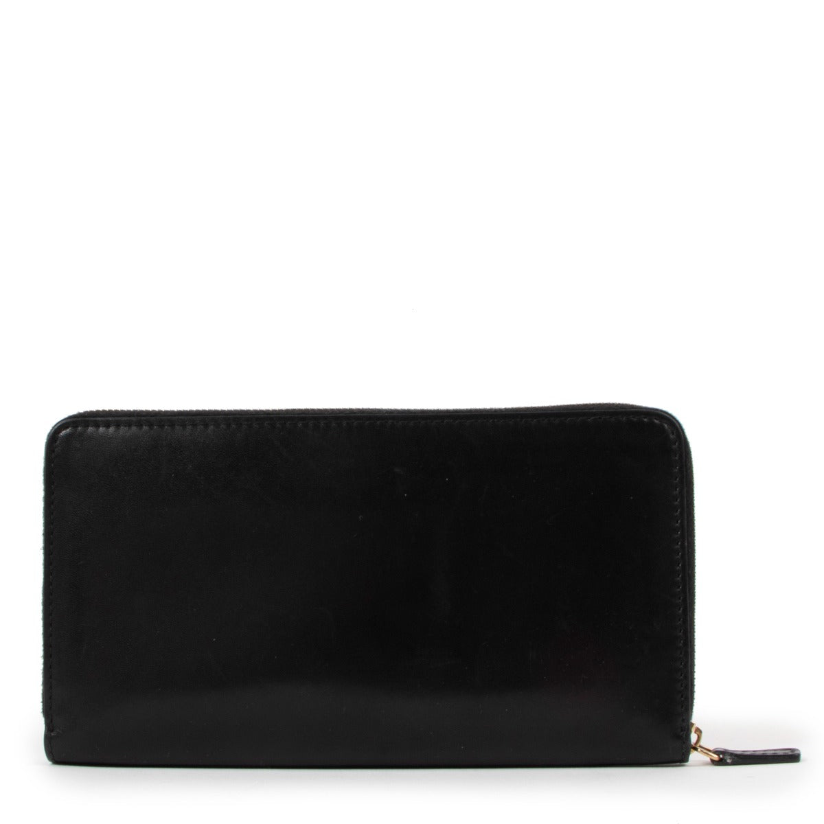 Celine Black Leather Long Zip Wallet