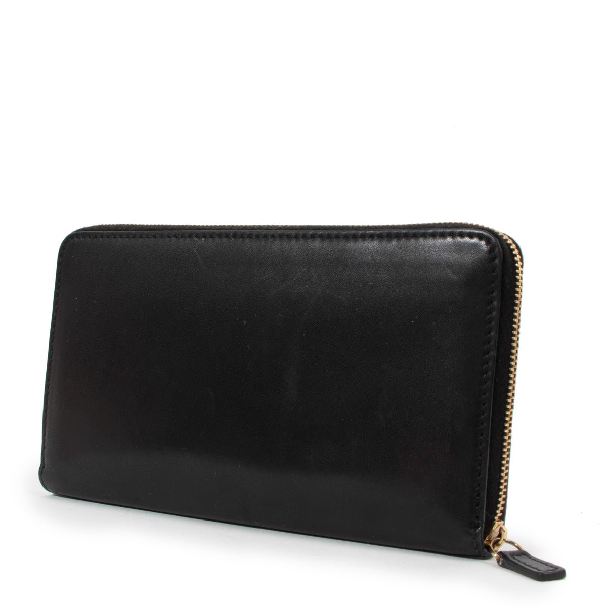 Celine Black Leather Long Zip Wallet