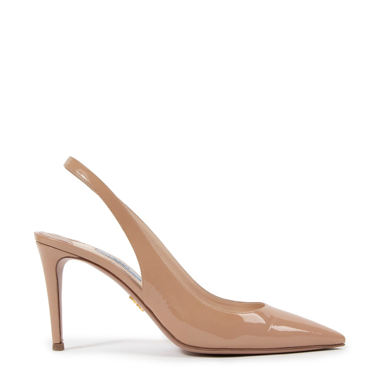 Prada Vernice Nude Slingback Heels