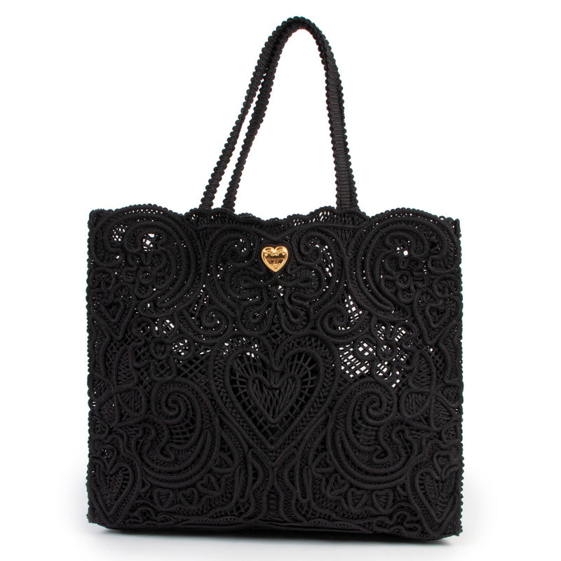 Dolce & Gabbana Black Lace Beatrice Shopper 100% Authentic bag