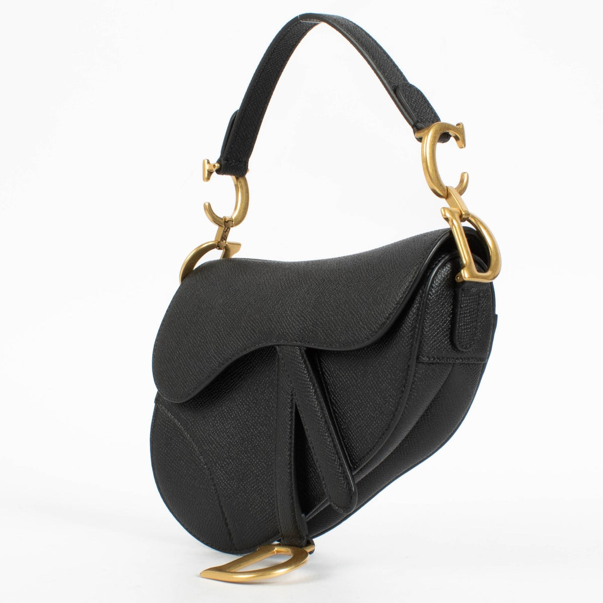 Shop the authentic Christian Dior Black Leather Mini Saddle Bag second hand on Labellov.com