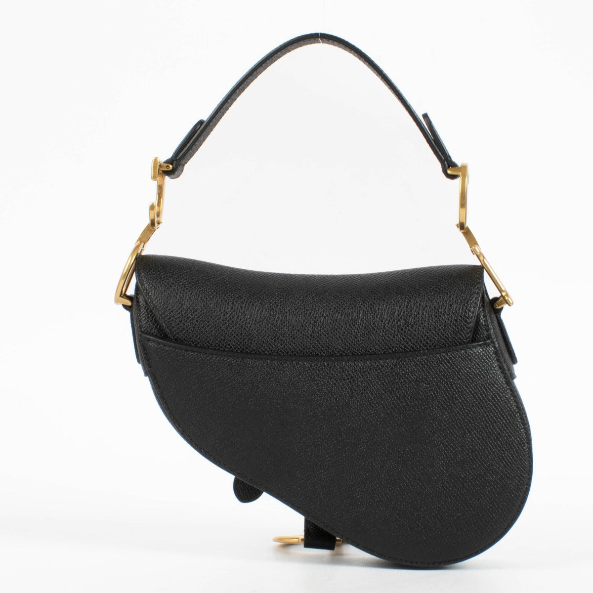 Shop the authentic Christian Dior Black Leather Mini Saddle Bag second hand on Labellov.com