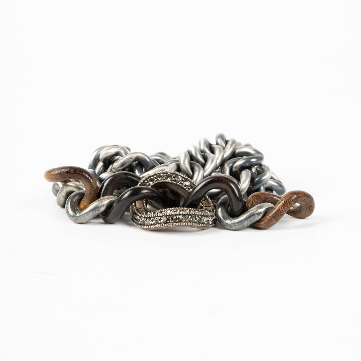 Authentic Elie Top for Lanvin Gunmetal Wood and Crystal Belt on Labellov.com