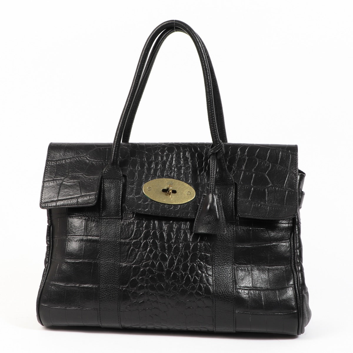 Mulberry Bayswater Black Crocodile Embossed Handbag