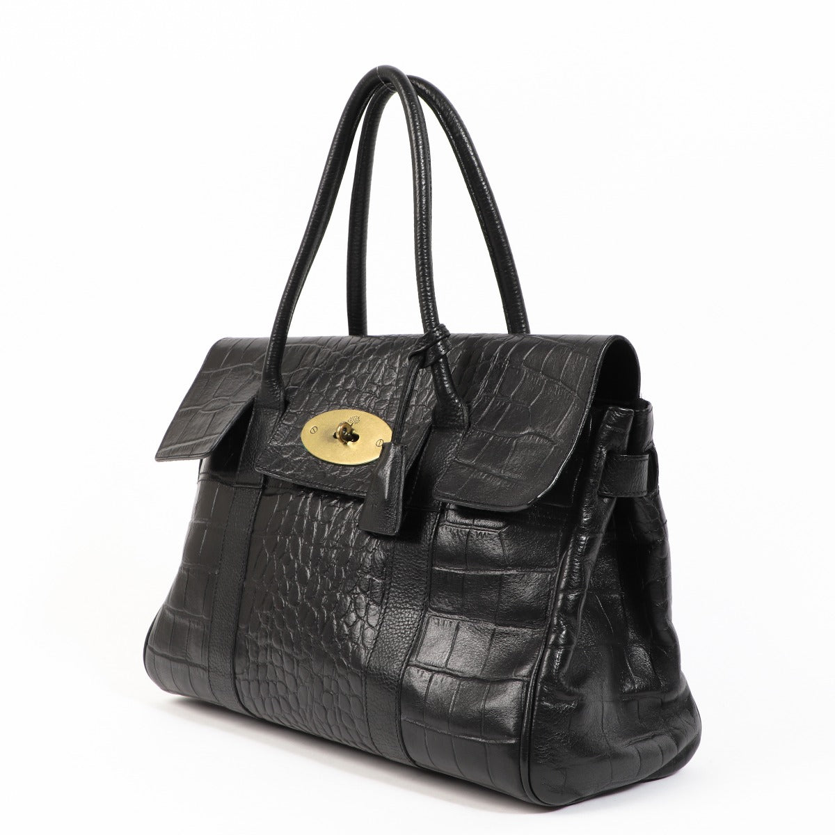 Mulberry Bayswater Black Crocodile Embossed Handbag