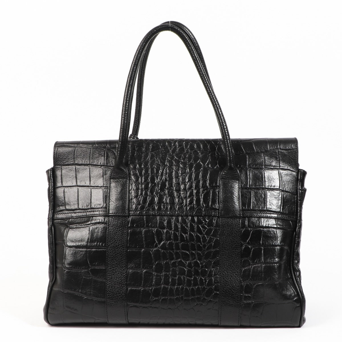 Mulberry Bayswater Black Crocodile Embossed Handbag