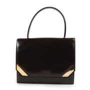 Shop safe online 100% authentic Delvaux top handle bag in brown leather, Preloved brown top handle Delvaux bag, Beautiful brown Delvaux bag in good condition