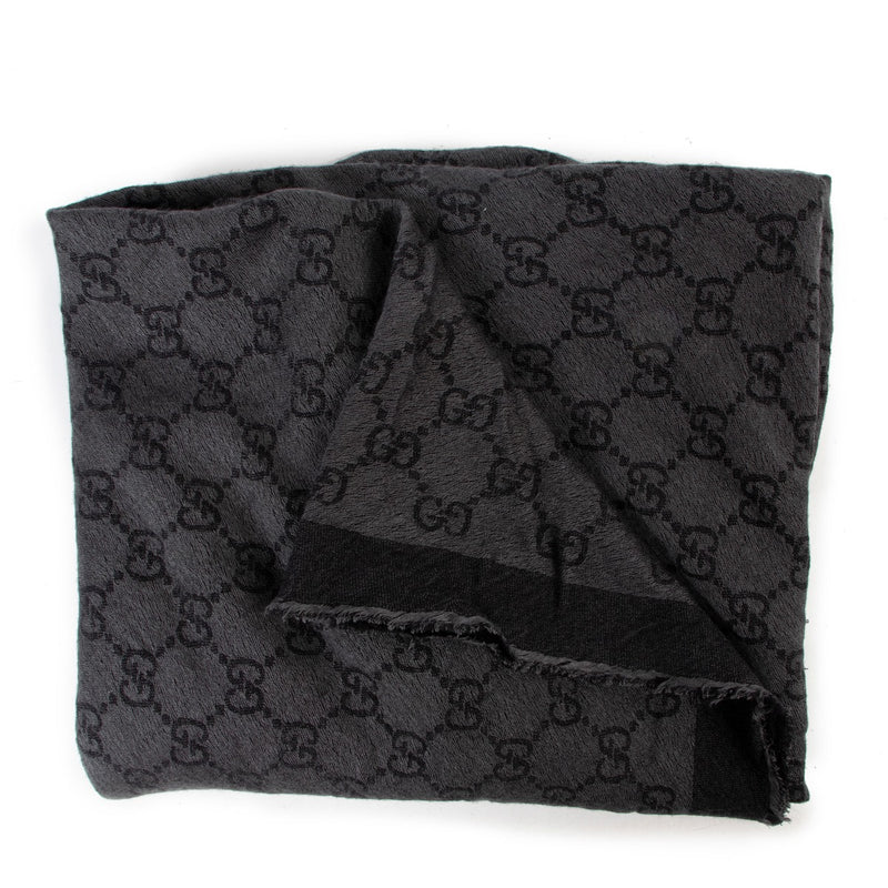 Gucci GG Jacquard Pattern Grey Scarf