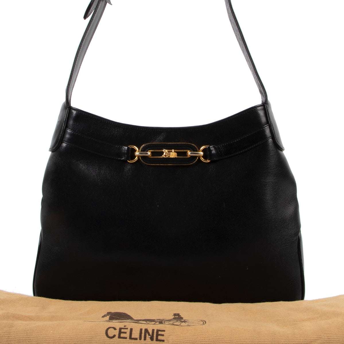 Shop safe online at Labellov in Antwerp this 100% authentic second hand Celine Black Leather Shoulder Bag