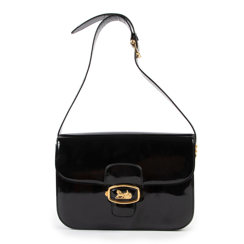 Shop safe online at Labellov in Antwerp this 100% authentic second hand Celine Black Patent Leather Box Bag