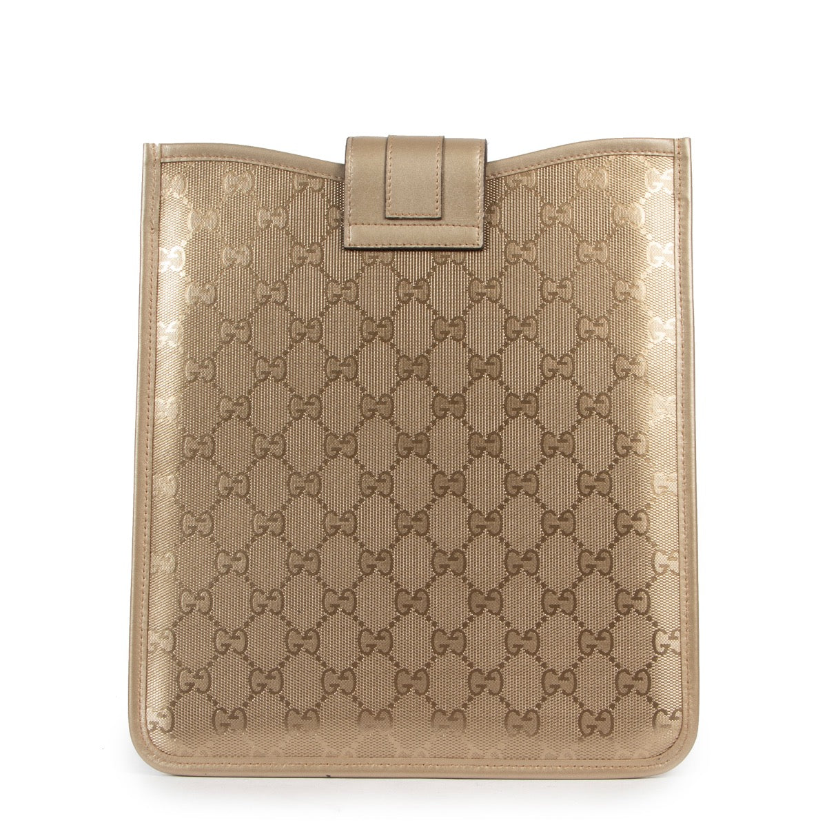 Shop safe online 100% authentic second hand Gucci Gold Monogram Canvas Ipad Case in very good condition at the right price at Labellov in Antwerp.