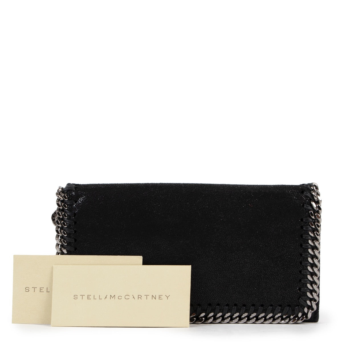 Shop safe online 100% authentic second hand Stella McCartney Black Falabella Continental Wallet in very good condition at the right price at Labellov in Antwerp.