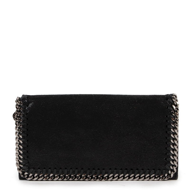 Shop safe online 100% authentic second hand Stella McCartney Black Falabella Continental Wallet in very good condition at the right price at Labellov in Antwerp.