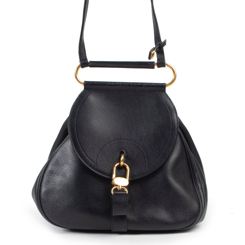 Shop safe online 100% authentic second hand Delvaux Blue Cerceau Shoulder Bag in very good condition at the right price at Labellov in Antwerp.
