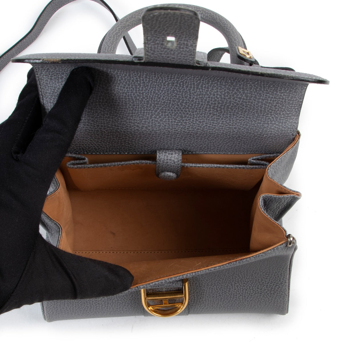 Delvaux Grey Brillant Mini + Strap available at Labellov