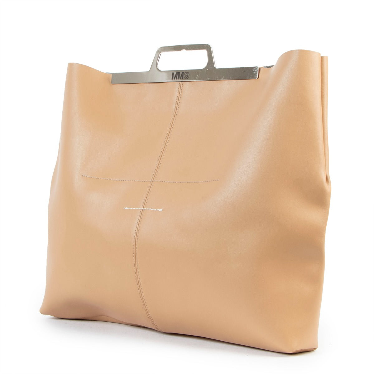 MM6 Maison Margiela Beige Metal Handle Tote Bag