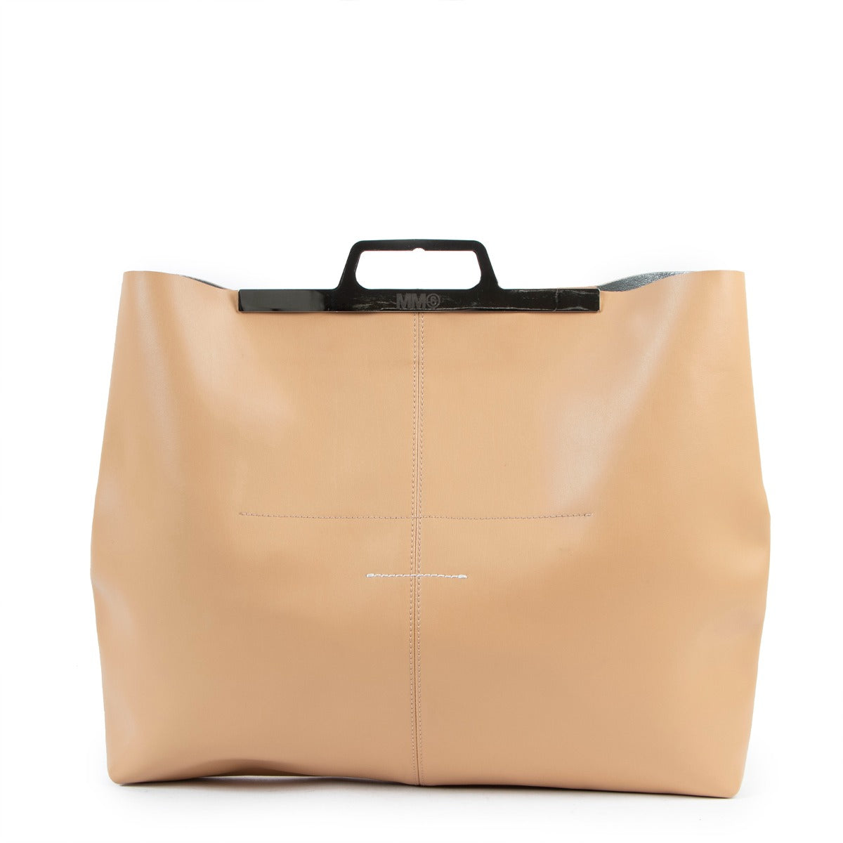 MM6 Maison Margiela Beige Metal Handle Tote Bag