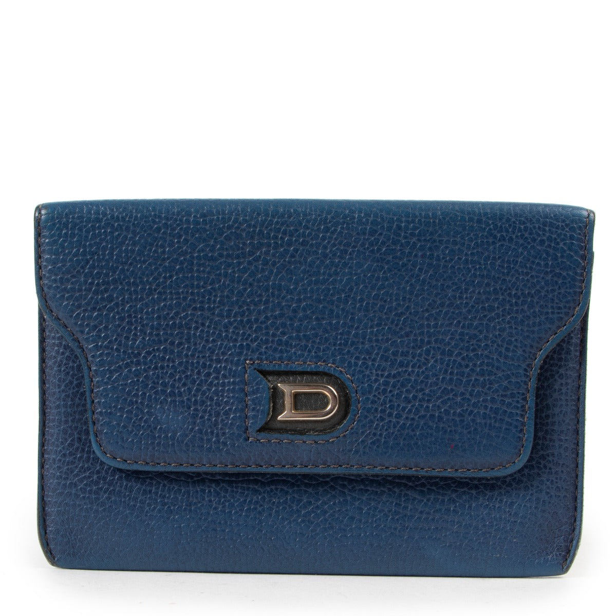 Designer item Delvaux blue leather wallet in 2nd hand online store in perfect and original condition.