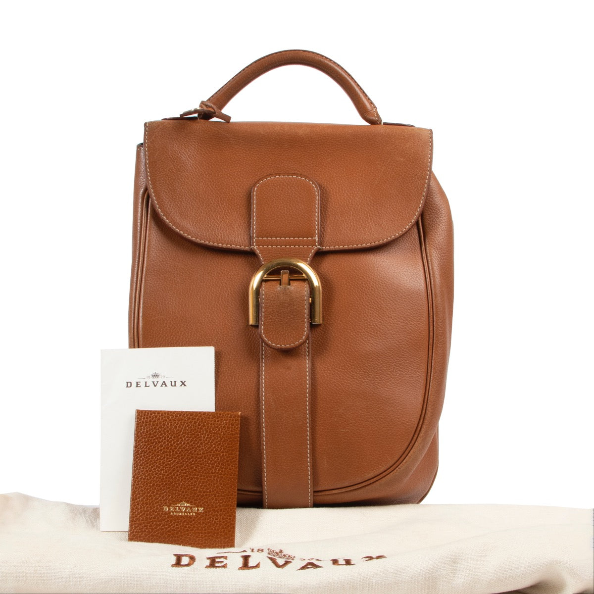 Shop safe online 100% authentic second hand Delvaux Brown Leather Brillant Backpack in very good condition at the right price at Labellov in Antwerp.