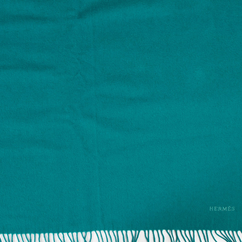 Hermès Wool & Cashmere Turquoise Scarf in good condition and quality on Labellov luxury site