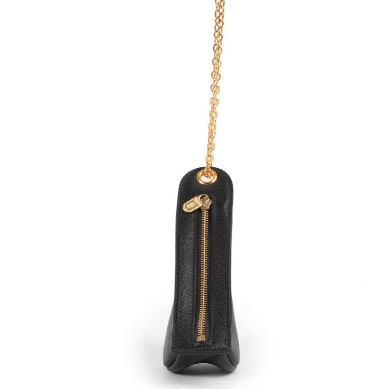 Delvaux Zwart Leren Pouch met Ketting