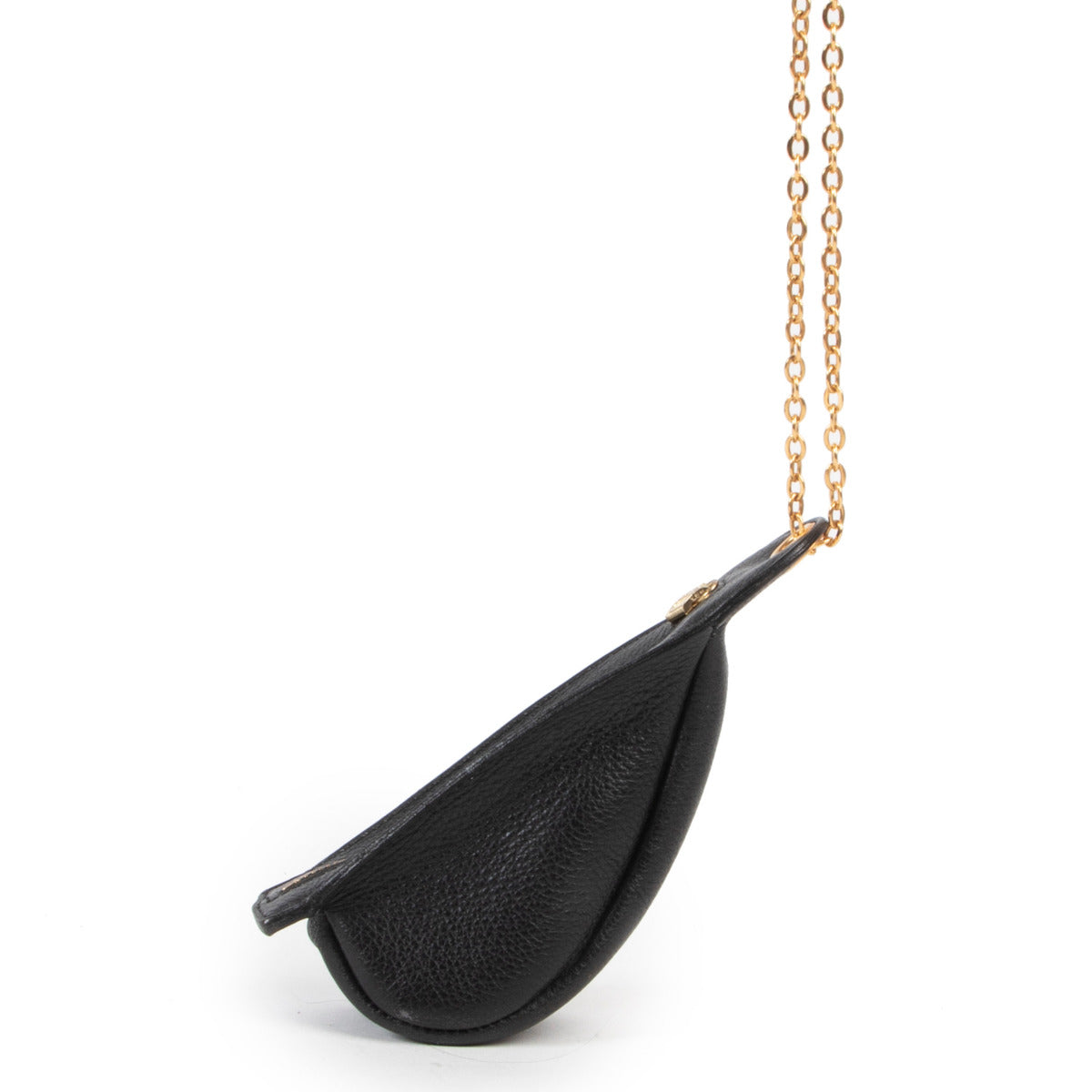 Pochette Delvaux en cuir noir avec chaîne
