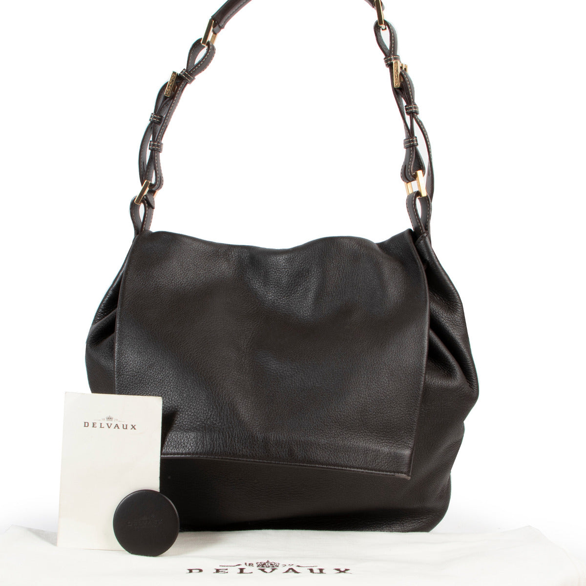 Delvaux Brown Le Leon Shoulder Flap bag