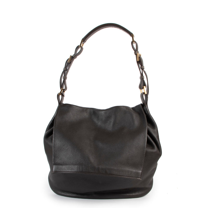Delvaux Brown Le Leon Schoudertas met Overslag